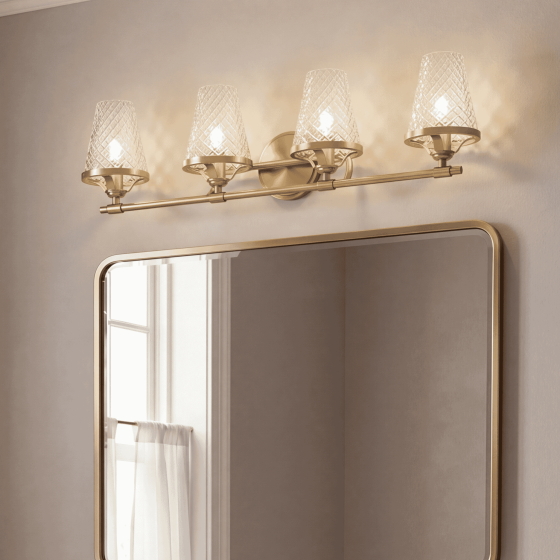 Savoy House Candler 4-Light Bathroom Vanity Light 8-3596-4-322 in Warm Brass