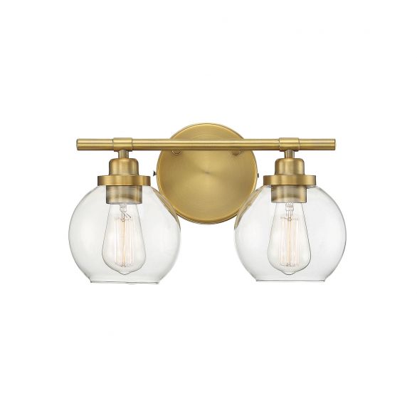 Savoy House Essentials Carson Bath Vanity Lights Savoy House 14x8.5 Brass Clear Glass