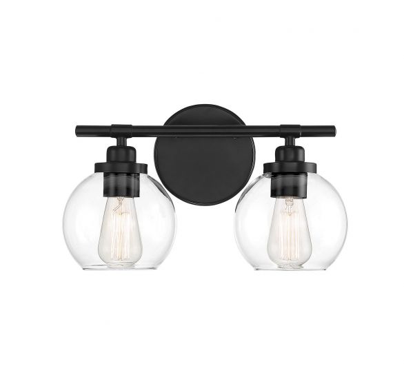 Savoy House Essentials Carson Bath Vanity Lights Savoy House 14x8.5 Black Clear Glass