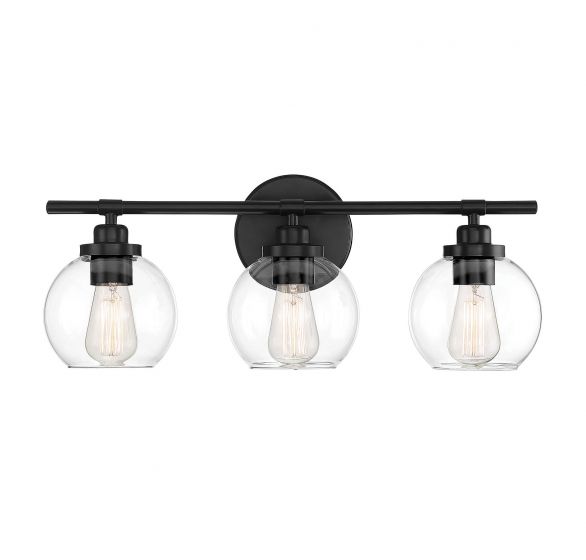 Savoy House Essentials Carson Bath Vanity Lights Savoy House 22.5x8.5 Black Clear Glass