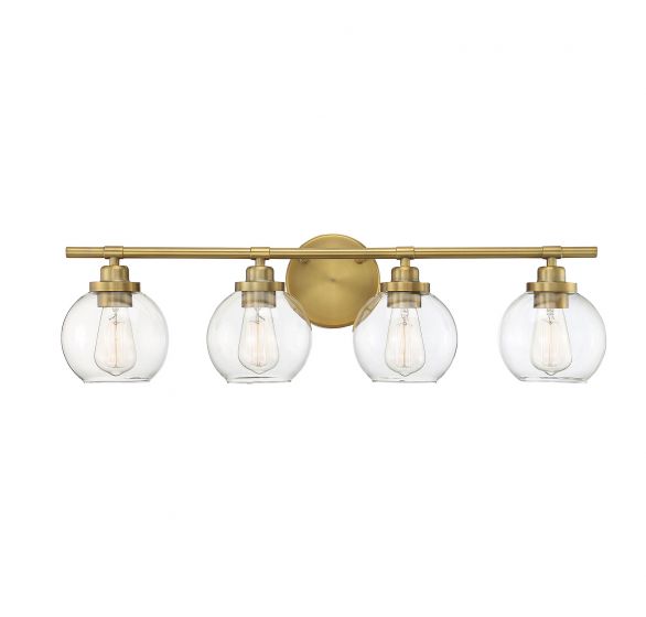 Savoy House Essentials Carson Bath Vanity Lights Savoy House 30x8.5 Brass Clear Glass