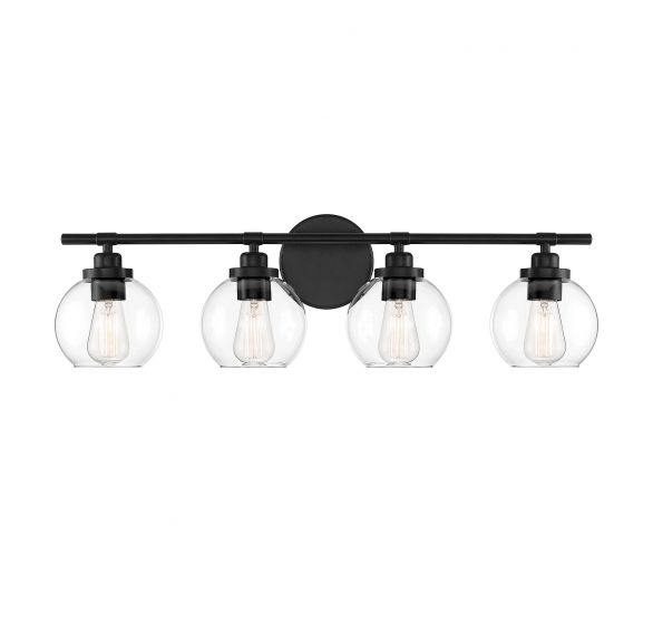 Savoy House Essentials Carson Bath Vanity Lights Savoy House 30x8.5 Black Clear Glass