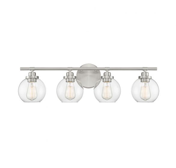 Savoy House Essentials Carson Bath Vanity Lights Savoy House 30x8.5 Satin Nickel Clear Glass