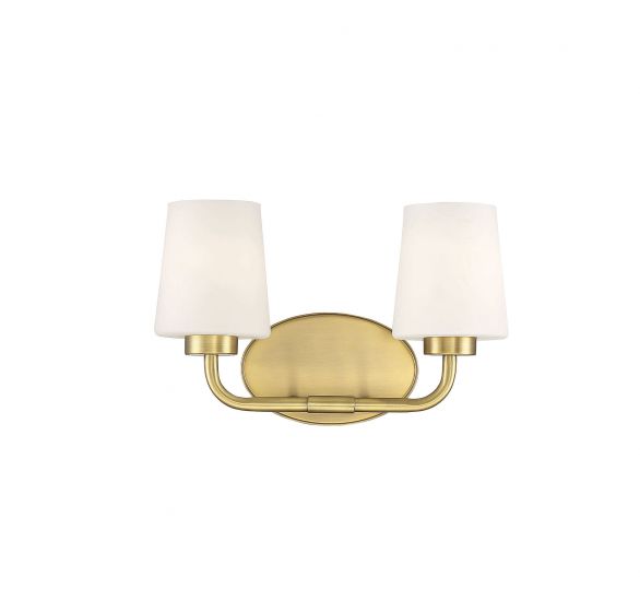 Savoy House Essentials Capra Bath Vanity Lights Savoy House 15x9 Brass White Opal Glass