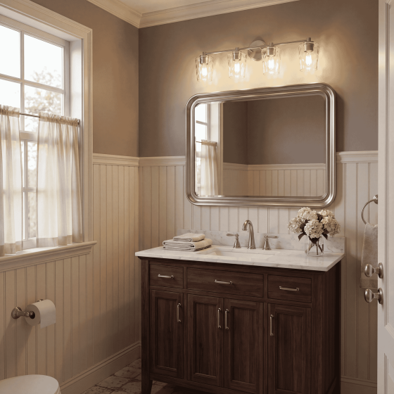 Savoy House Ballas bathroom vanity light 8-5606-4-SN in Satin Nickel