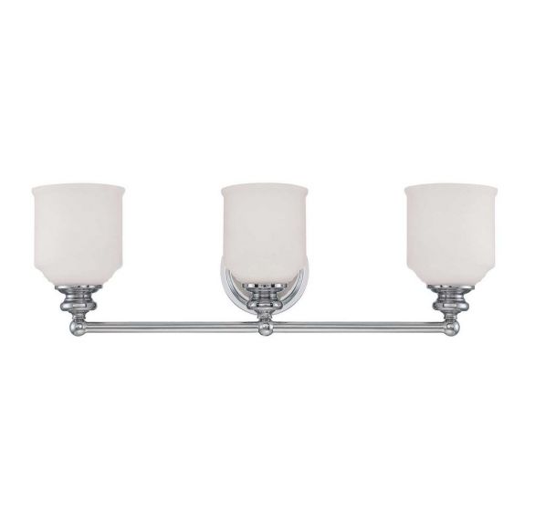 Savoy House Essentials Melrose Bath Vanity Lights Savoy House 24x7.75 Chrome/Polished Nickel White Opal Etched Glass