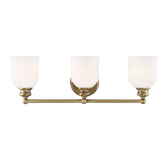 Savoy House Essentials Melrose Bath Vanity Lights Savoy House 24x7.75 Brass White opal Etched Glass