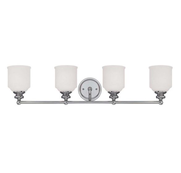 Savoy House Essentials Melrose Bath Vanity Lights Savoy House 33.5x7.75 Chrome/Polished Nickel White Opal Etched Glass