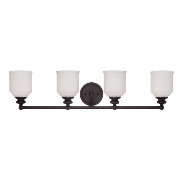 Savoy House Essentials Melrose Bath Vanity Lights Savoy House 33.5x7.75 Bronze White Opal Etched Glass