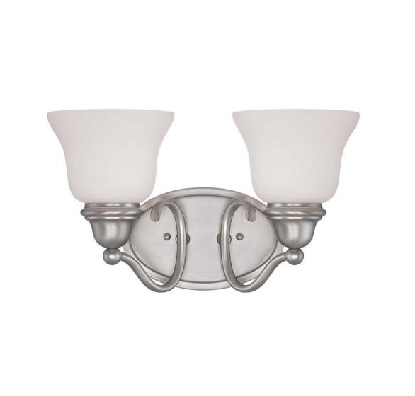 Savoy House Essentials Yates Bath Vanity Lights Savoy House 15x8.75 Brushed Nickel/Pewter White Glass