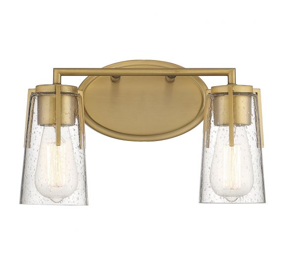 Savoy House Essentials Sacremento Bath Vanity Lights Savoy House 14x8.5 Brass Clear Seeded Glass