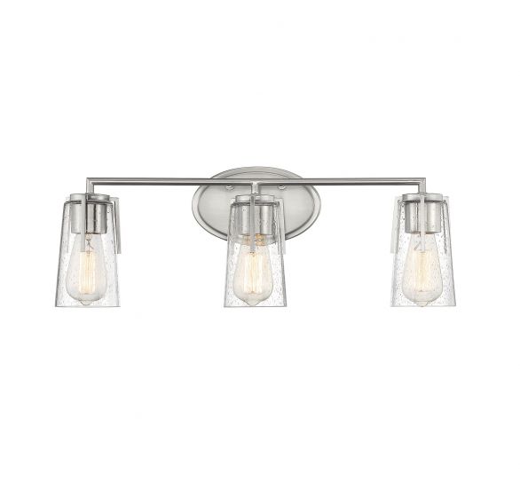 Savoy House Essentials Sacremento Bath Vanity Lights Savoy House 24x8.5 Satin Nickel Clear Seeded Glass