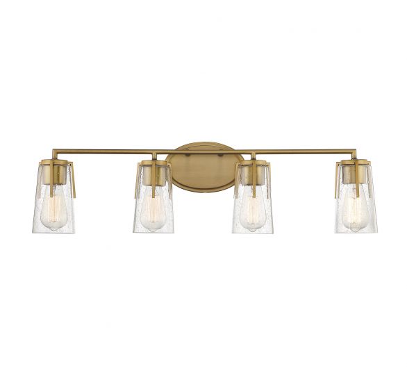 Savoy House Essentials Sacremento Bath Vanity Lights Savoy House 32x8.5 Brass Clear Seeded Glass