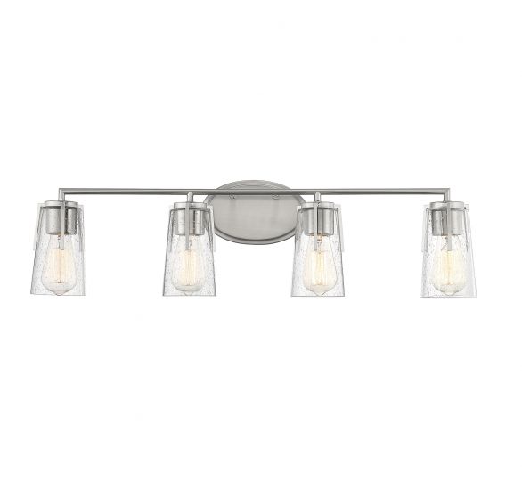 Savoy House Essentials Sacremento Bath Vanity Lights Savoy House 32x8.5 Satin Nickel Clear Seeded Glass