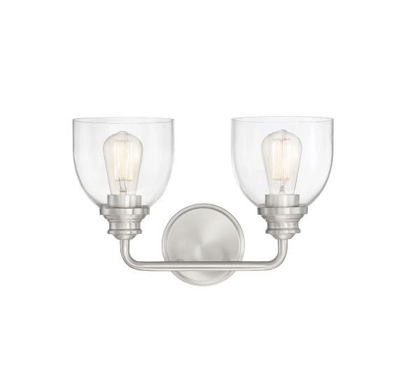 Savoy House Essentials Vale Bath Vanity Lights Savoy House 14.75x9.75 Satin Nickel Clear Glass