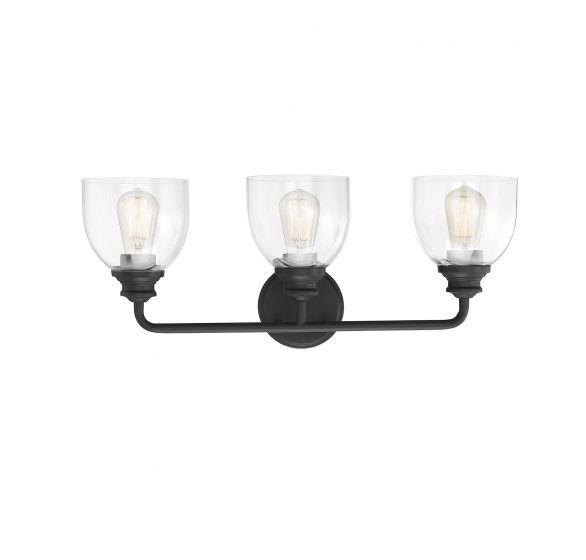 Savoy House Essentials Vale Bath Vanity Lights Savoy House 24x9.75 Black Clear Glass