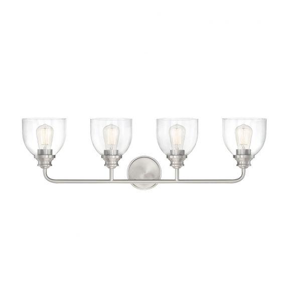 Savoy House Essentials Vale Bath Vanity Lights Savoy House 33x9.75 Satin Nickel Clear Glass