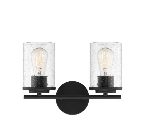 Savoy House Essentials Marshall Bath Vanity Lights Savoy House 13.25x9.5 Black Clear Seeded Glass