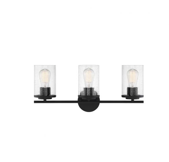 Savoy House Essentials Marshall Bath Vanity Lights Savoy House 22x9.5 Black Clear Seeded Glass