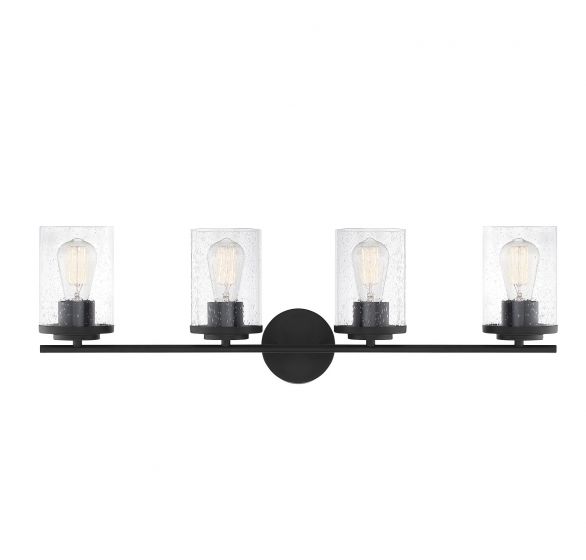 Savoy House Essentials Marshall Bath Vanity Lights Savoy House 31x9.5 Black Clear Seeded Glass