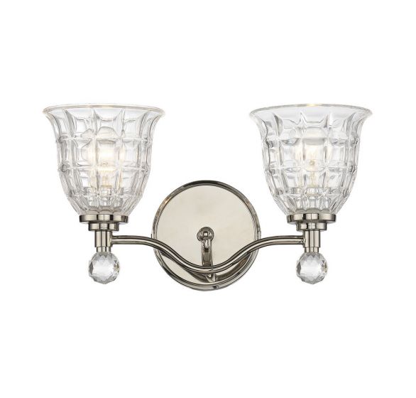 Savoy House Birone Bath Vanity Lights Savoy House 16x8.5 Chrome/Polished Nickel Clear Crystal Glass