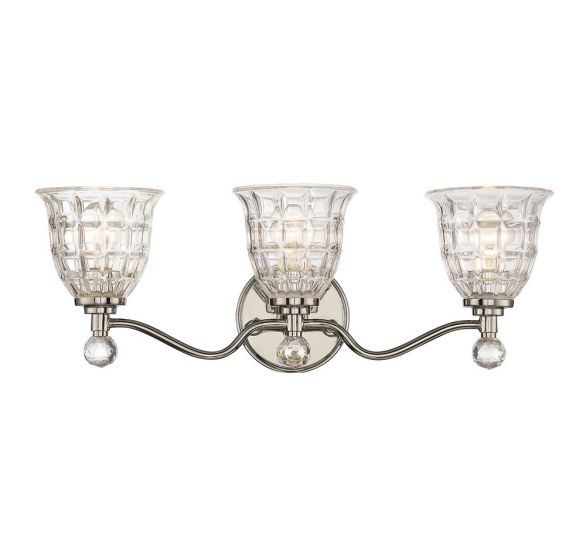 Savoy House Birone Bath Vanity Lights Savoy House 24x8.5 Chrome/Polished Nickel Clear Crystal Glass