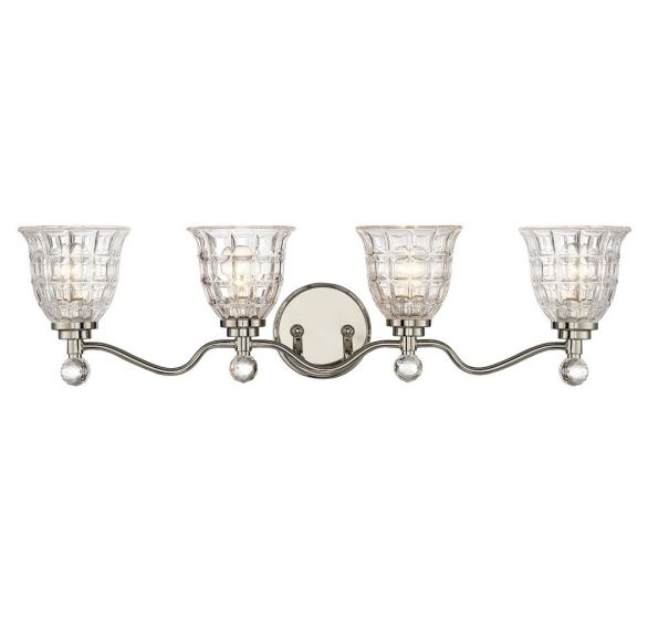 Savoy House Birone Bath Vanity Lights Savoy House 33x8.5 Chrome/Polished Nickel Clear Crystal Glass