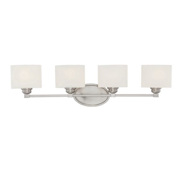 Savoy House Essentials Kane Bath Vanity Lights Savoy House 33x8.5 Satin Nickel White Etched Glass