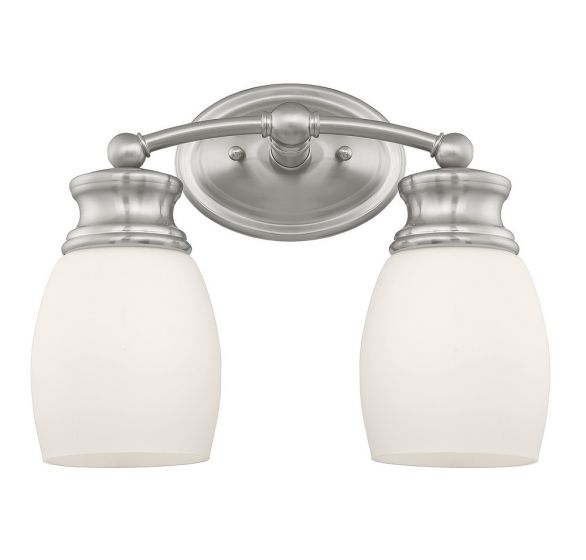 Savoy House Essentials Elise Bath Vanity Lights Savoy House 12.25x10.13 Satin Nickel Frosted Opal Glass