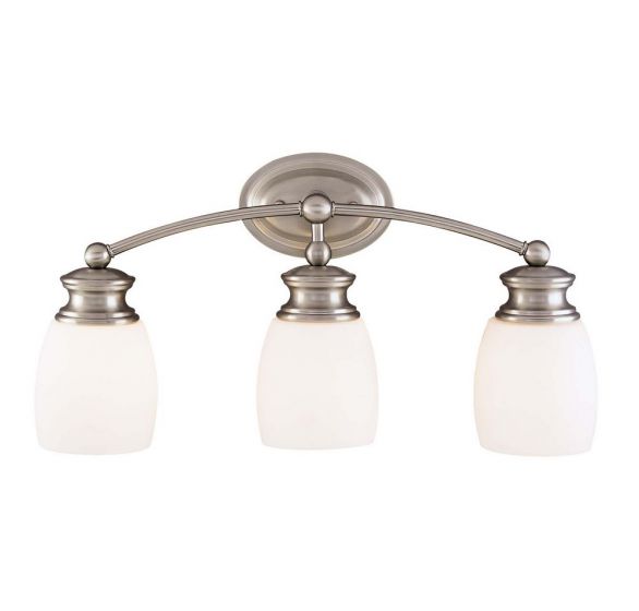 Savoy House Essentials Elise Bath Vanity Lights Savoy House 20.5x11 Satin Nickel Frosted Opal Glass