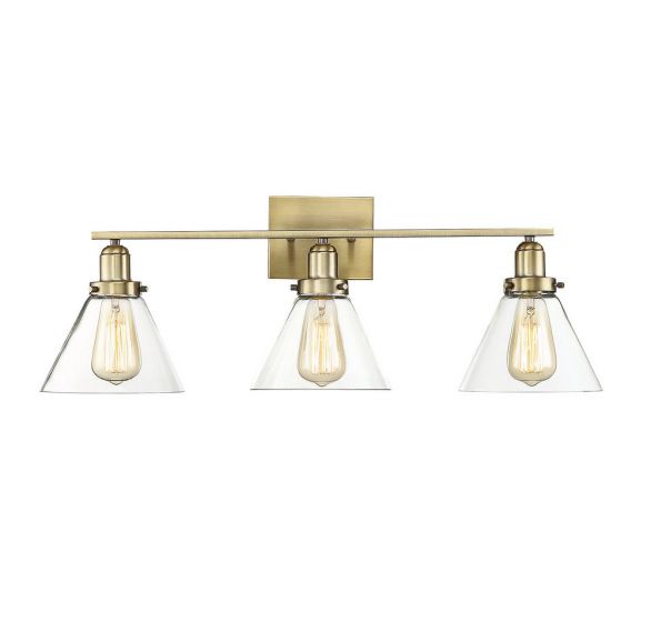 Savoy House Essentials Drake Bath Vanity Lights Savoy House 28.5x10 Brass Clear Glass