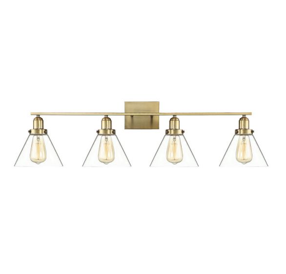 Savoy House Essentials Drake Bath Vanity Lights Savoy House 38x10 Brass Clear Glass