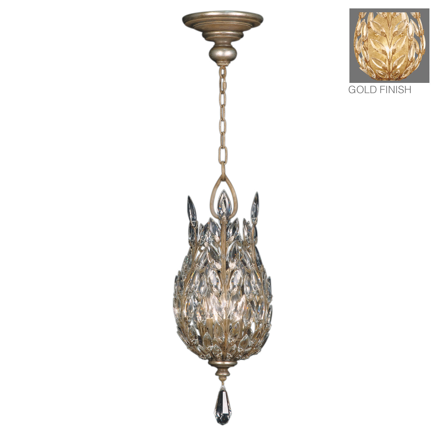Fine Art Handcrafted Lighting Crystal Laurel Pendant Pendants Fine Art Handcrafted Lighting Gold  