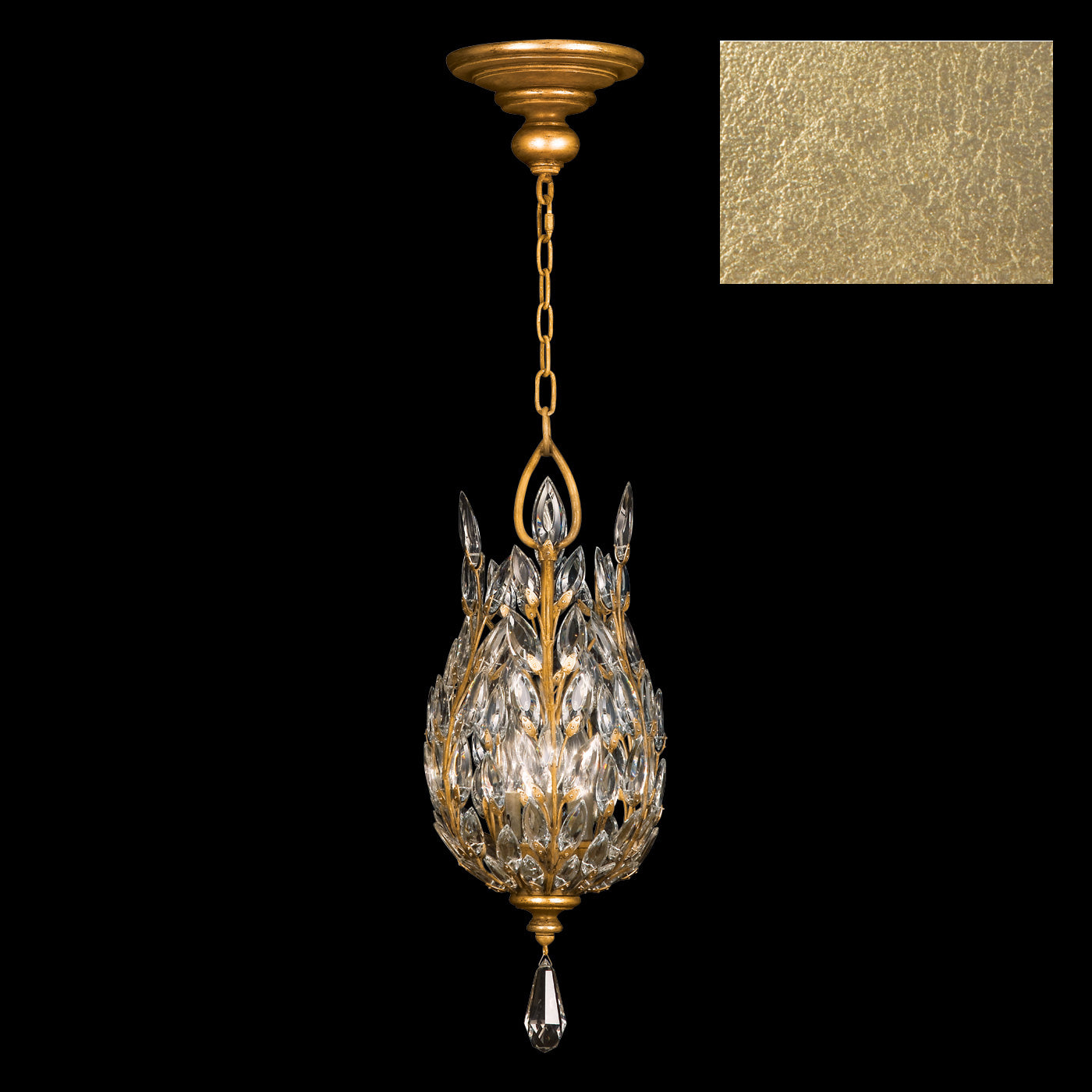 Fine Art Handcrafted Lighting Crystal Laurel Pendant Pendants Fine Art Handcrafted Lighting Gold Leaf  