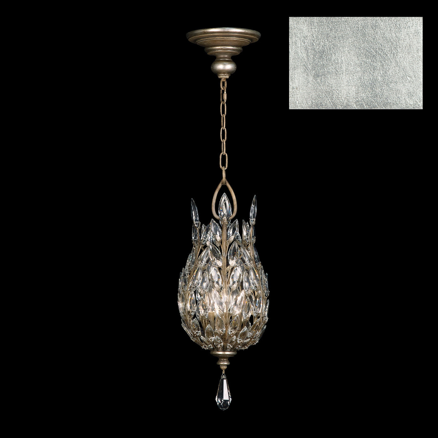 Fine Art Handcrafted Lighting Crystal Laurel Pendant Pendants Fine Art Handcrafted Lighting Silver Leaf  