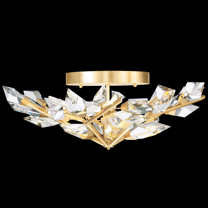 Fine Art Handcrafted Lighting Foret 31"W Round Flush Mount in Standard Gold Leaf (908740-2ST)
