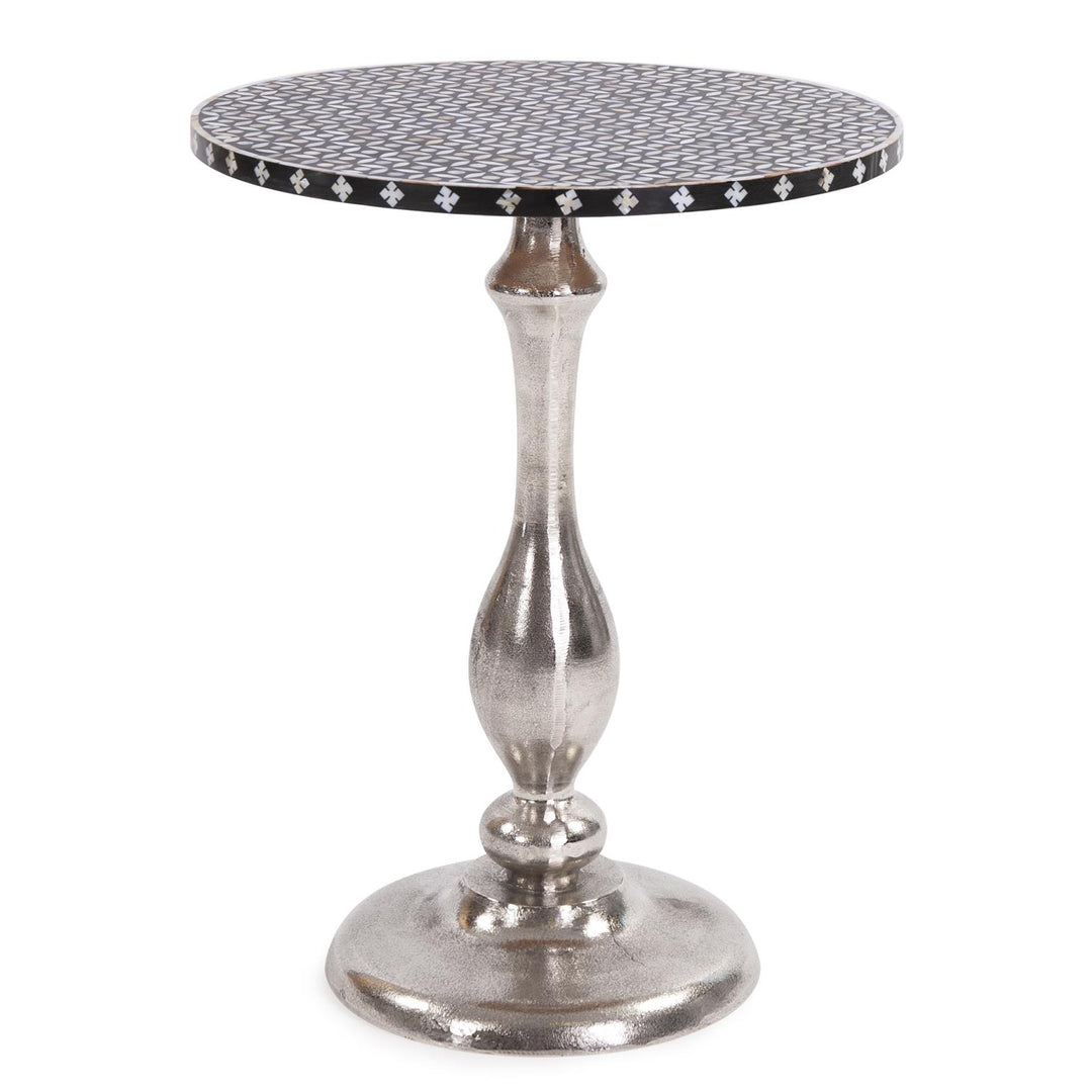 Howard Elliott Collection Nickel Metal with Bone Top Martini Table