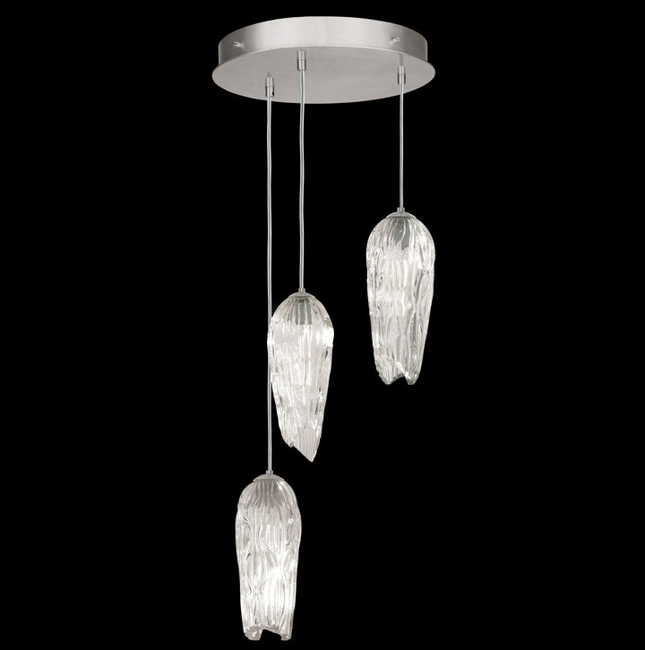 Fine Art Handcrafted Lighting Las Olas 17.5"W Round Pendant in Standard Silver Leaf (911840-1ST)