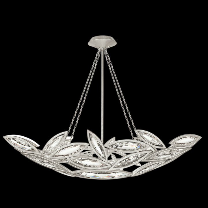 Fine Art Handcrafted Lighting Marquise 50"W Oblong Pendant in Standard Silver Leaf (849640-12ST)