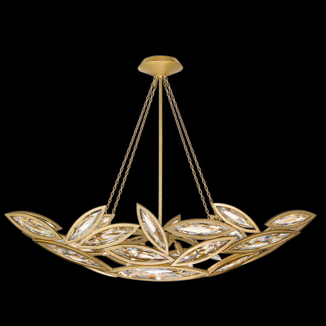 Fine Art Handcrafted Lighting Marquise 50"W Oblong Pendant in Brushed Gold Leaf (849640-22ST)