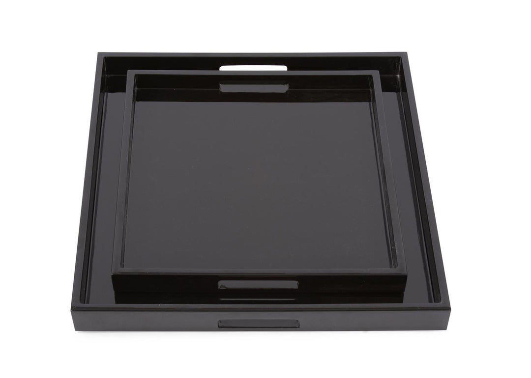 Howard Elliott Collection Black Lacquer Square Wood Tray Set