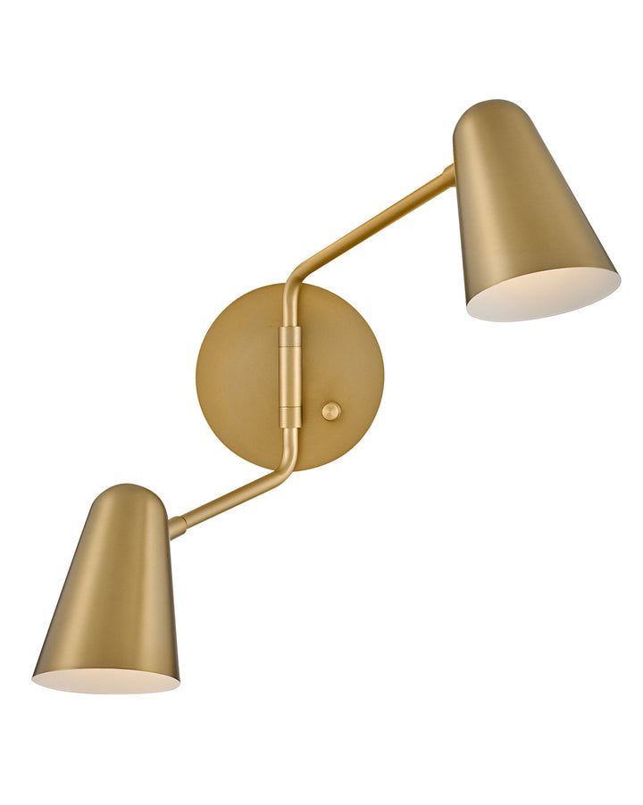 Lark Birdie Two Light Sconce Wall Sconces Lark 10.5x22.75x16.5 Lacquered Brass