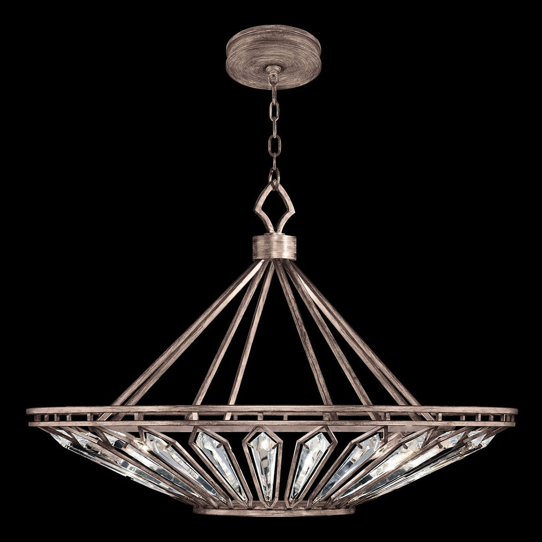 Fine Art Handcrafted Lighting Westminster 38"W Round Pendant in Weathered Brown and Silver Patina (885440-1ST)