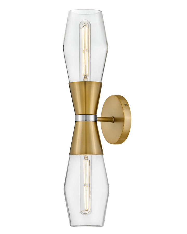 Lark Livie Two Light Sconce Wall Sconces Lark 6.25x5.0x22.0 Lacquered Brass 