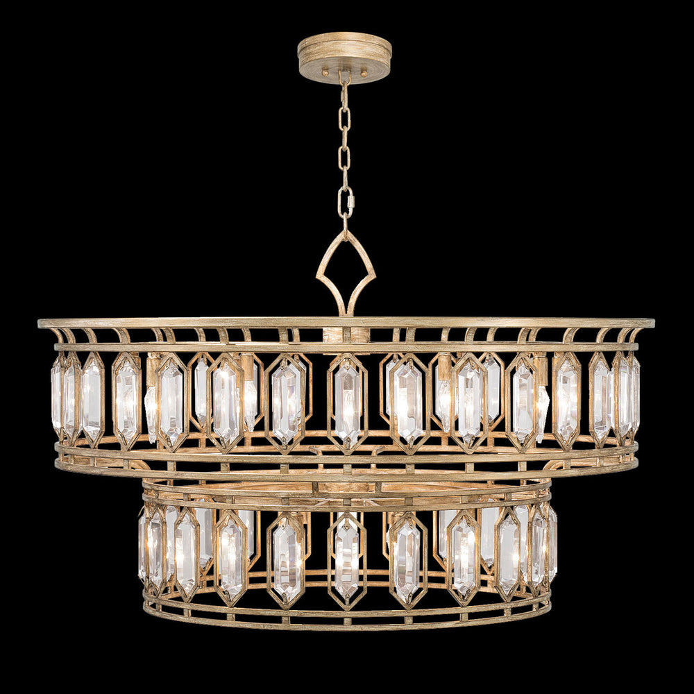 Fine Art Handcrafted Lighting Westminster 42"W Round Pendant in Weathered Brown and Gold Patina (890140-2ST)