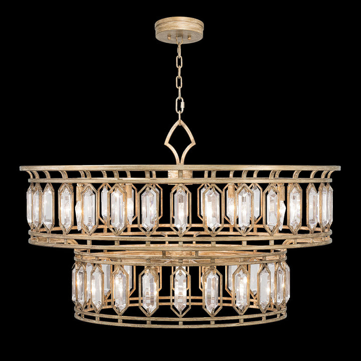 Fine Art Handcrafted Lighting Westminster 42"W Round Pendant in Weathered Brown and Gold Patina (890140-2ST)