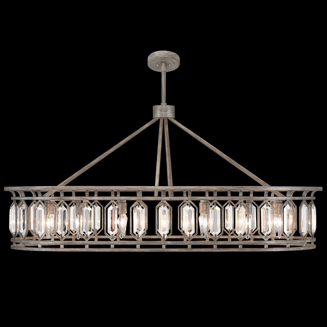 Fine Art Handcrafted Lighting Westminster 52"W Oblong Pendant in Weathered Brown and Silver Patina (889940-1ST)