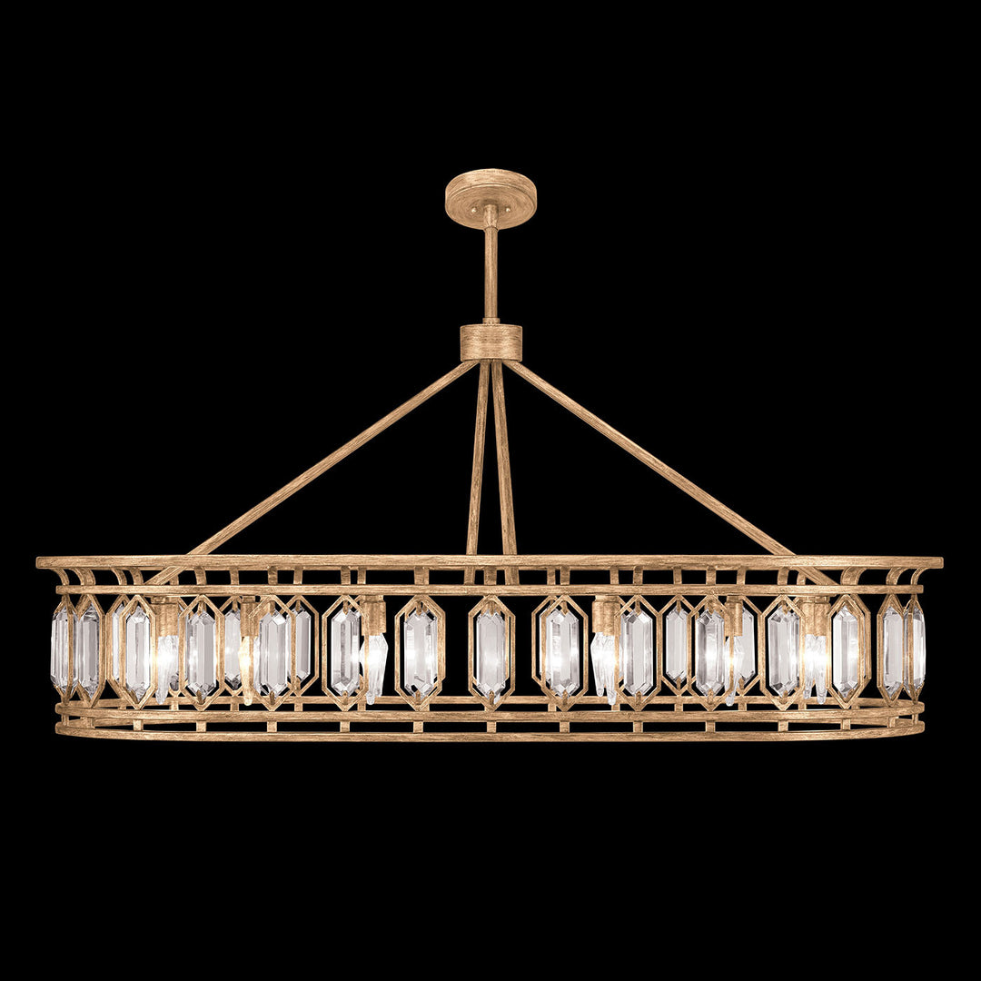 Fine Art Handcrafted Lighting Westminster 52"W Oblong Pendant in Weathered Brown and Gold Patina (889940-2ST)