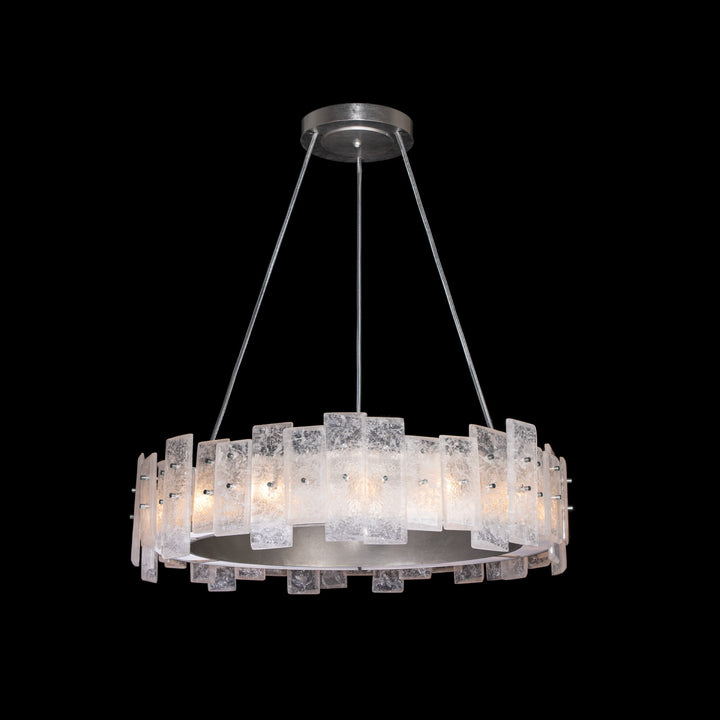 Fine Art Handcrafted Lighting Lunea 33"W Round Pendant in Standard Silver Leaf (910340-1ST)