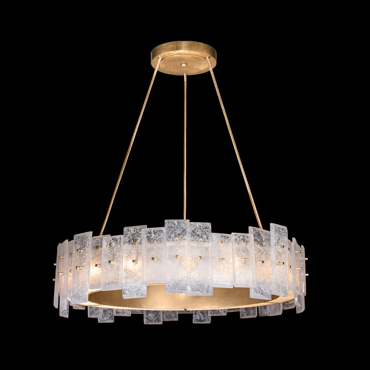 Fine Art Handcrafted Lighting Lunea 33"W Round Pendant in Standard Soft Gold Leaf (910340-2ST)